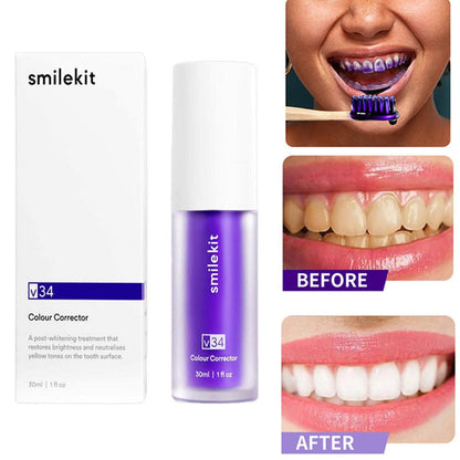 V34 Purple Safe Teeth Whitening Toothpaste Dental Care Product