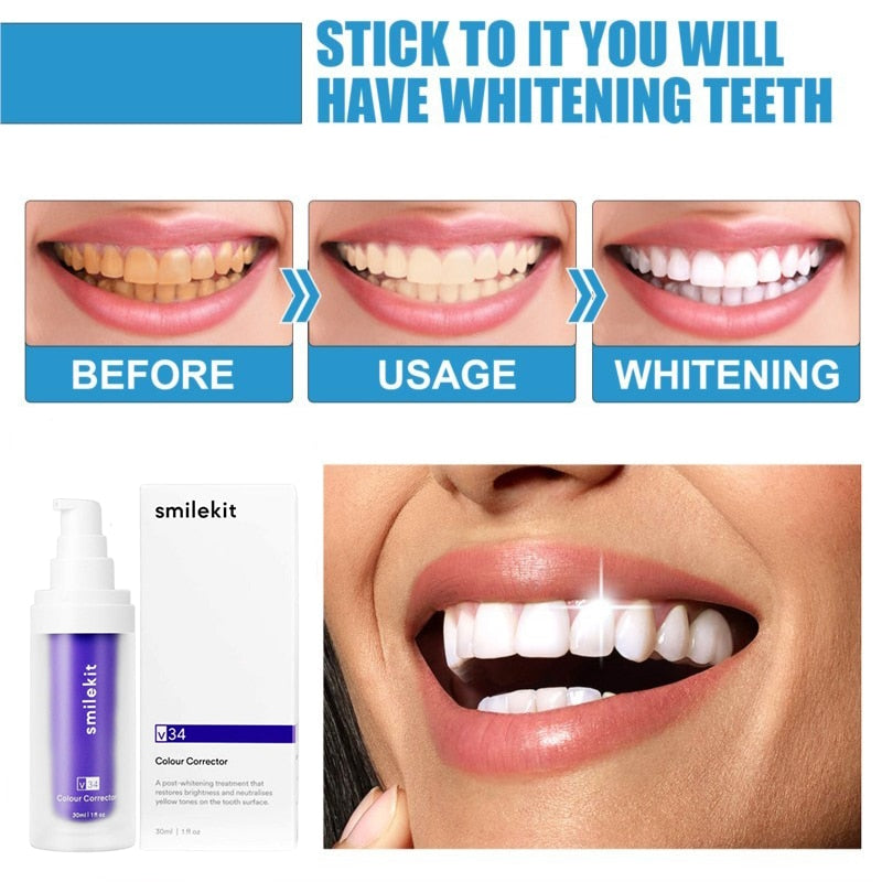 V34 Purple Safe Teeth Whitening Toothpaste Dental Care Product